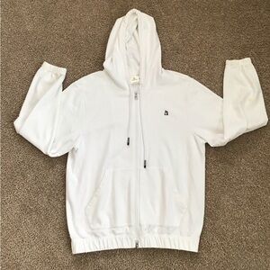 Magnlens Mens Hoodie Full Zip Long Sleeve Sweatshirt White Size Medium